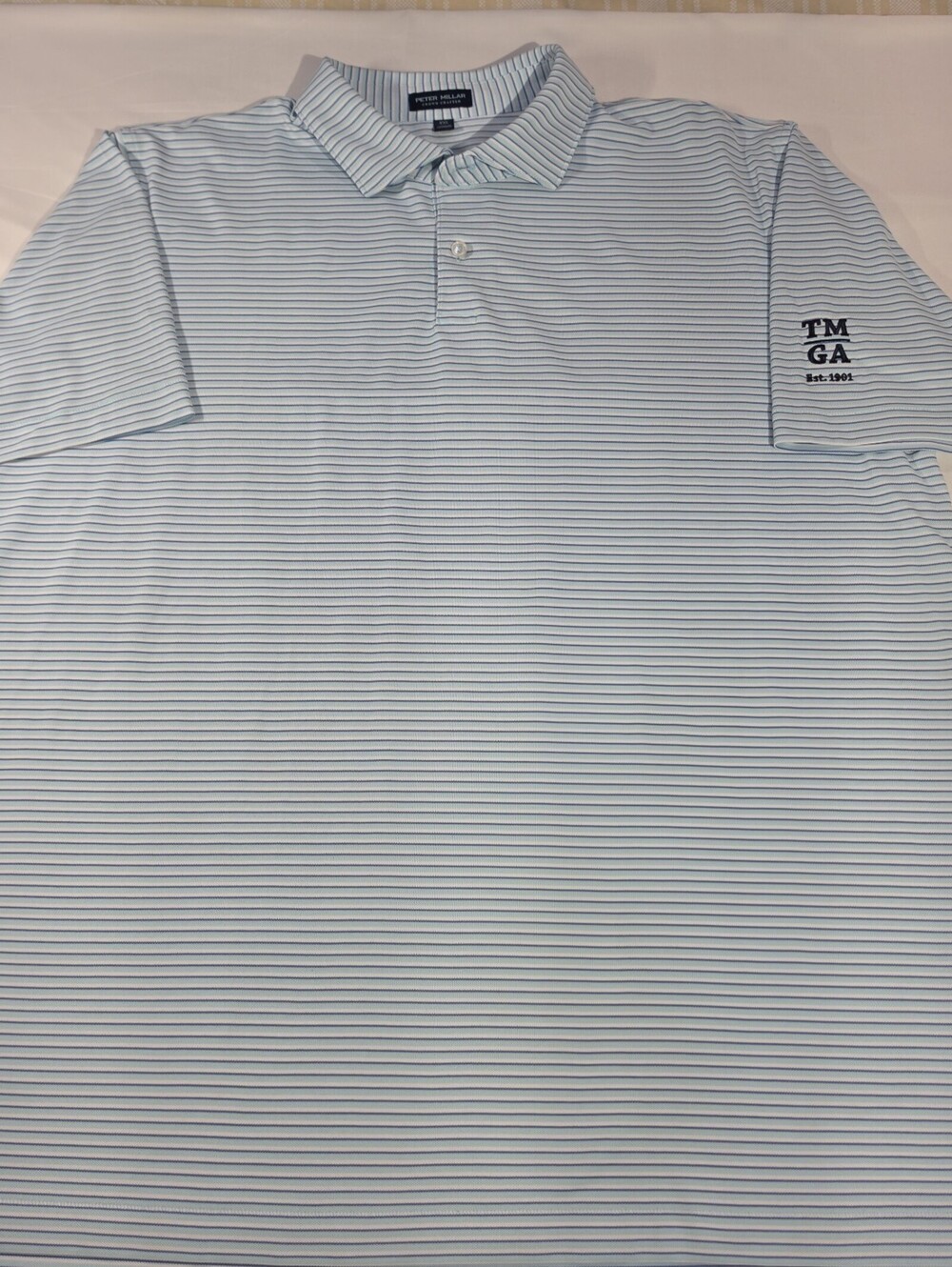 Peter Millar Crown Crafted Chase Performance Jersey Polo Blue Striped XXL
